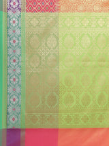 Peach colored semi silk blend banarasi saree