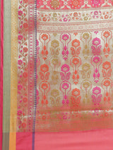 Pink semi organza silk blend banarasi saree