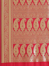 Pink color semi katan silk blend banarasi saree