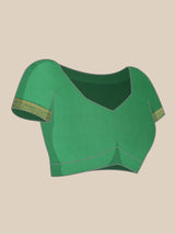 Green color zari booti semi katan silk saree