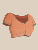 blended Peach Semi Organza Silk Banarasi Saree