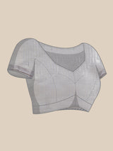 Cream colored semi silk blend banarasi saree