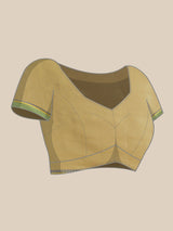 Beige semi organza silk blend banarasi saree