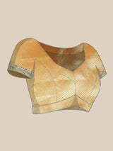 Mustard yellow semi organza silk banarasi saree