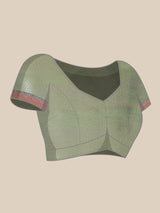 Green semi organza silk blend saree