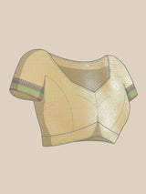 Beige semi organza silk blend banarasi saree