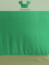 Red and green color semi katan silk banarasi saree