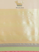 Beige semi organza silk blend banarasi saree