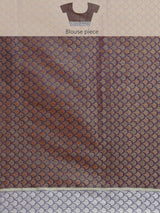 Peach Motif Semi Organza Silk Blend Banarasi Saree