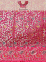 Blue and pink colored semi cotton saree