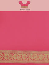 Pink color zari work semi katan banarasi saree