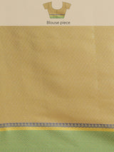 Beige semi organza silk blend banarasi saree