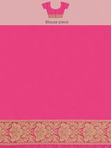 Pink color zari work semi katan banarasi saree