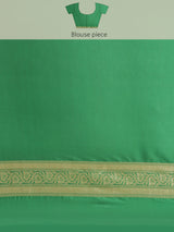 Green color zari booti semi katan silk saree