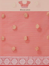 Lemon Yellow Organza Silk Blend Zari Booti Banarasi Saree