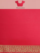 Pink color semi katan silk blend banarasi saree