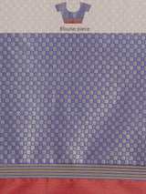 Pink and blue color semi katan silk banarasi saree