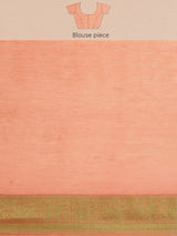 Peach cotton silk floral design banarasi saree