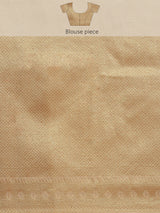 Cream Powerloom Semi Organza Silk Banarasi Saree