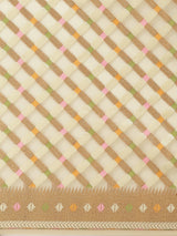 Cream Powerloom Semi Organza Silk Banarasi Saree