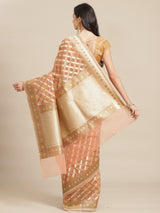 Pale Pink Semi Organza Silk Banarasi Saree