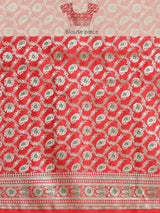 Red colored semi katan saree
