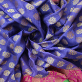 Purple Pure Munga Silk Banarasi Skirt Booti Saree