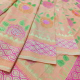 Light Peach Pure Munga Khaddi Silk Banarasi Saree