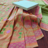 Light Peach Pure Munga Khaddi Silk Banarasi Saree