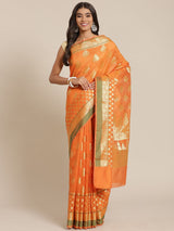 Orange colored Silk saree