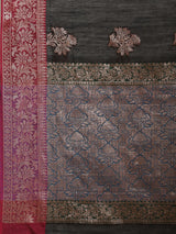 Black colored semi cotton saree