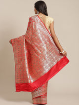 Red colored semi katan saree