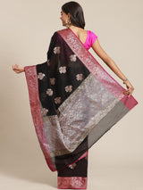 Black colored semi cotton saree