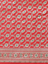 Red colored semi katan saree