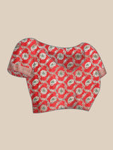 Red colored semi katan saree