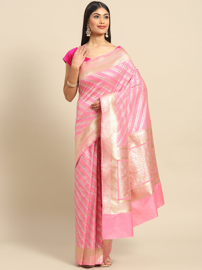 Pink Kataan Silk Sona Rupa Saree