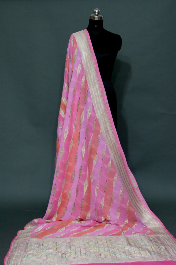 PINK MULTICOLR KHADDI GEORGETTE RANGKAAT BANARASI SAREE