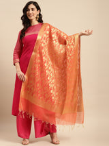 Peach Dupatta With Zari Jaal Work