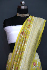 Yellow Designer Muga Saree