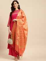 Peach Dupatta With Zari Jaal Work