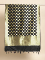 Black Semi Kataan Silk Bootidaar Dupatta With Golden Work