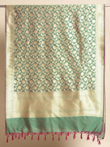 Green and Gold Semi Kataan Silk Bootidaar Dupatta