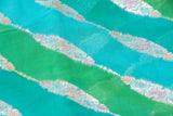TURQUOISE MULTICOLR KHADDI GEORGETTE RANGKAAT BANARASI SAREE