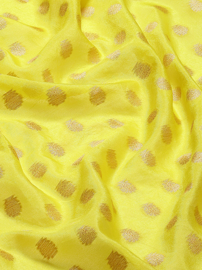 Yellow Banarsi Silk Saree With Tifli Border