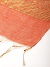 Peach and Gold Dupatta With Zari Jaal Work