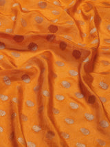 Orange Banarsi Silk Saree With Tifli Border
