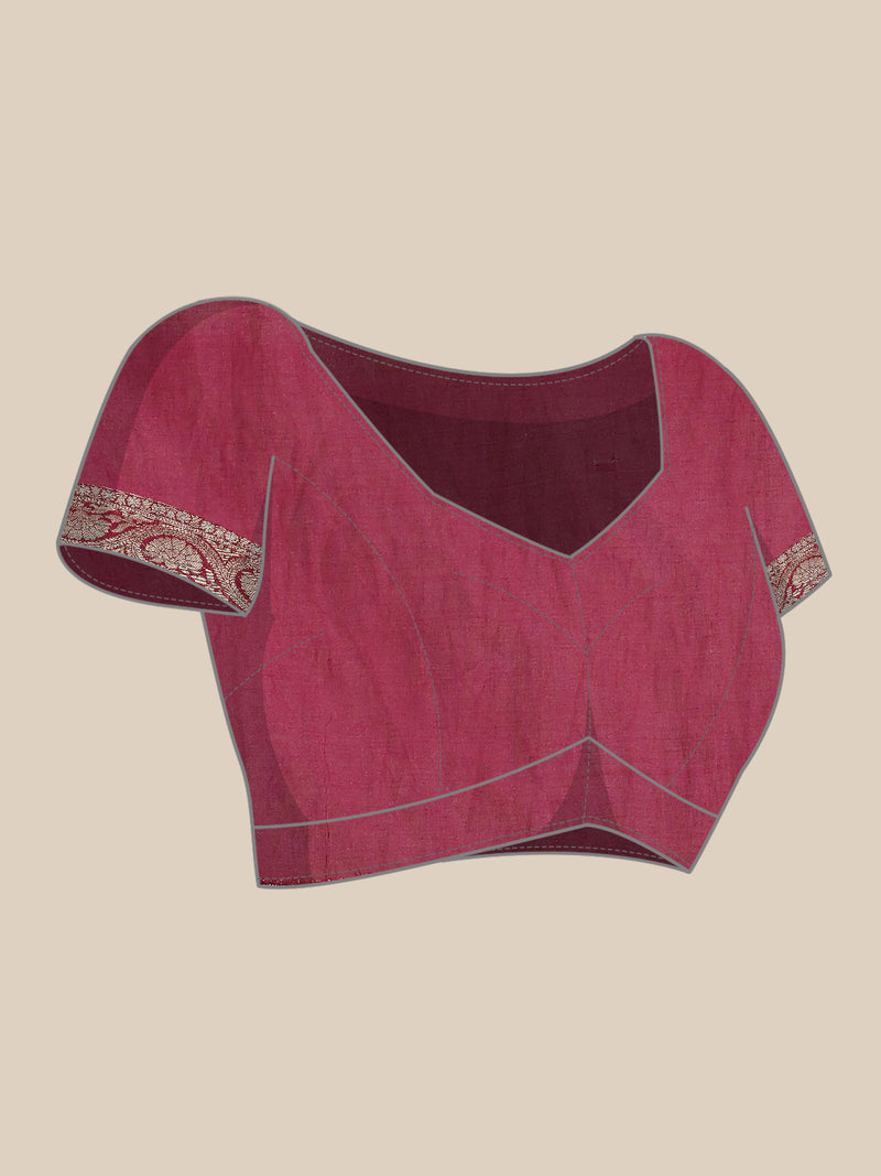Fuschia Pink Banarsi Silk Sari With Zari Work