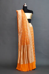 Orange Khaddi Georgette Designer Meenakari Banarasi Saree