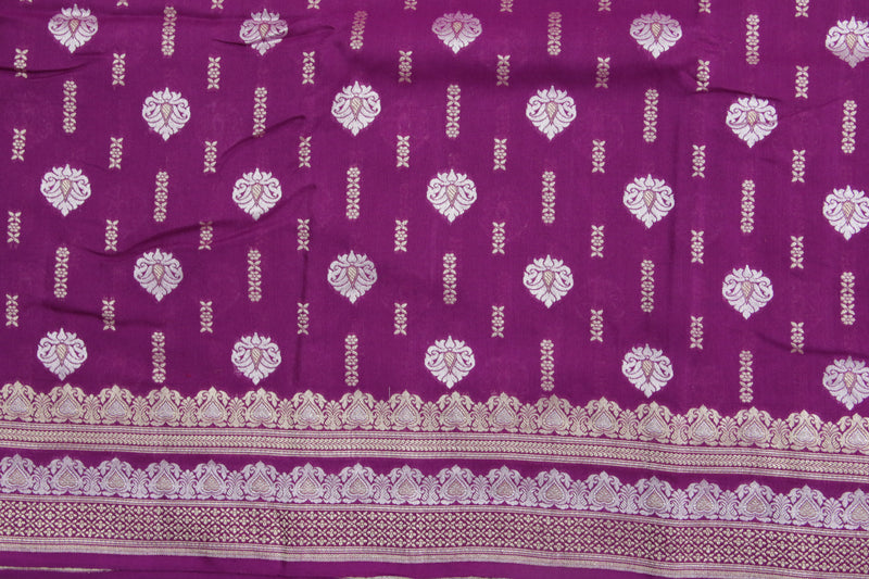 Purple Sona Rupa Cutwork Khaddi Muga Banarasi Saree