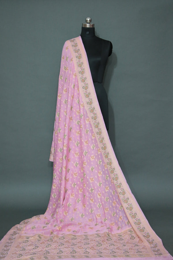 Baby Pink Butter Silk with Meenakari Banarasi Saree